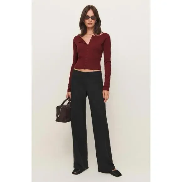 New Reformation Meadow Wool Crop Cardigan In Chianti Size XS $178 - Picture 4 of 12